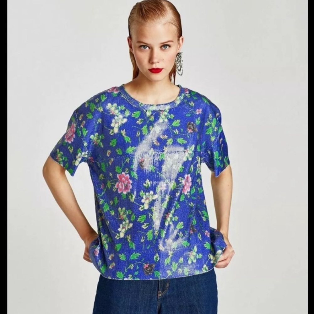 “ZARA” Sequin Floral Blouse